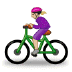 🚴🏼‍♀️ woman biking: medium-light skin tone display on Samsung